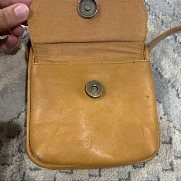 Green Fields Brown Crossbody Shoulder Handbag Purse Pocketbook Vintage Leather P - Picture 6 of 12